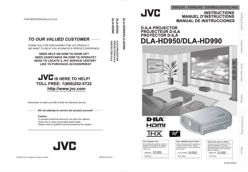 Page 1 of the manual User Manual JVC DLA-HD950