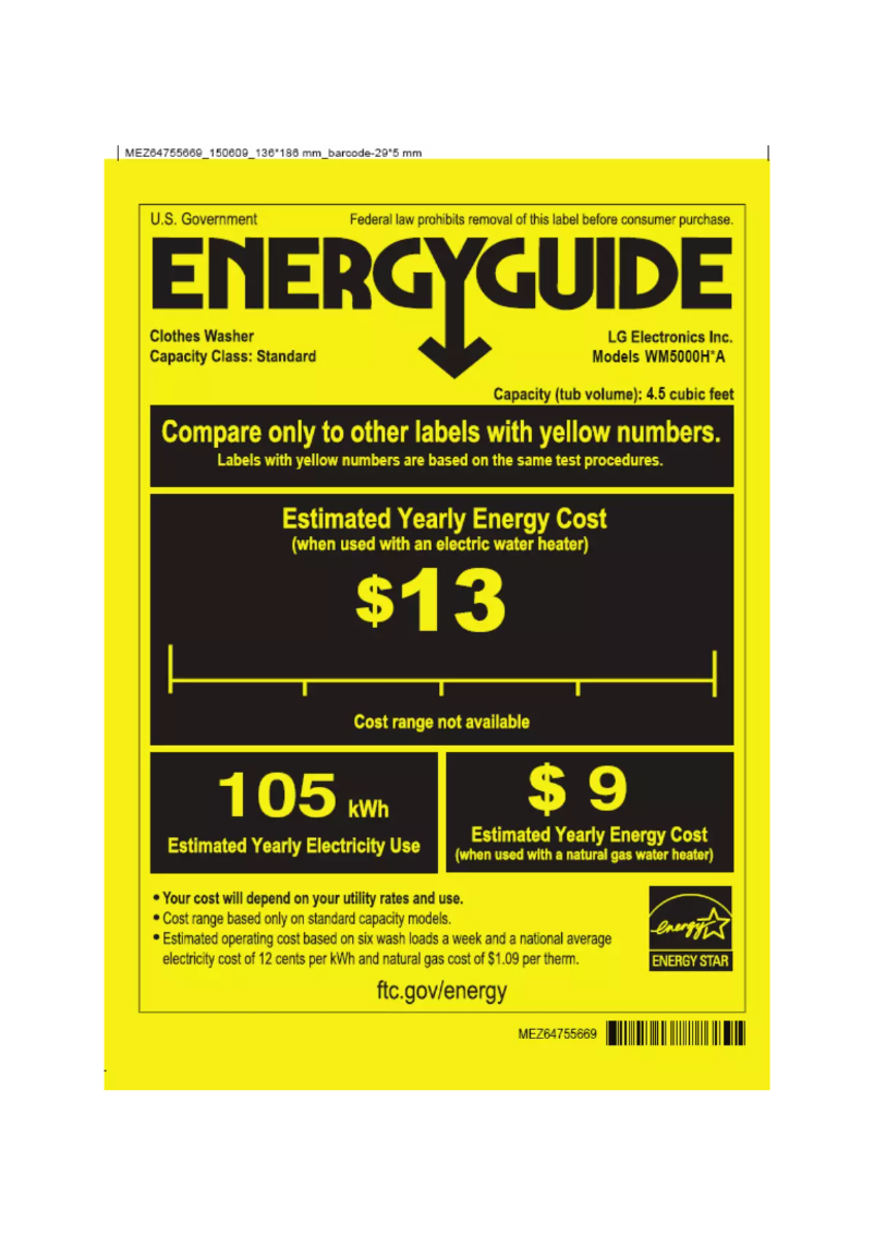 Página 1 del manual Etiqueta energética LG WM5000HA