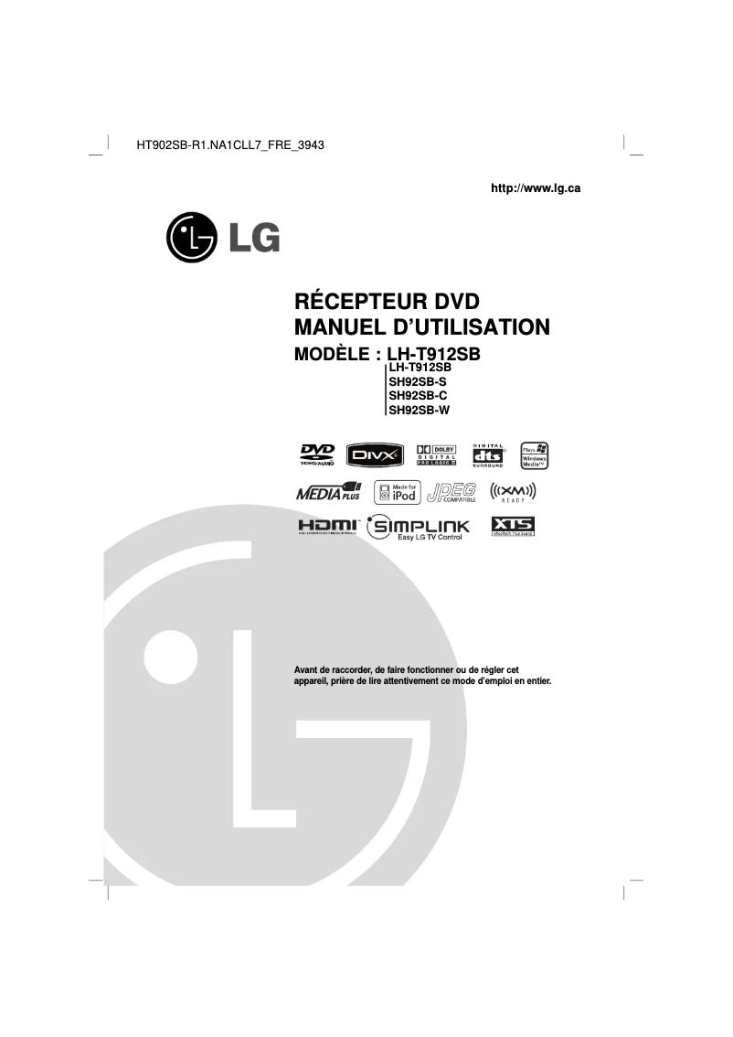 Page n°1 - Manuel utilisateur LG HT902SB
