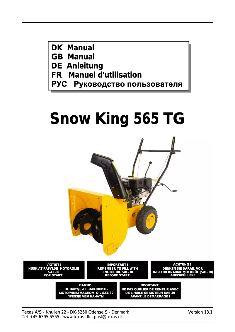 Page 1 de la notice Manuel utilisateur Texas Snow King 565 TG