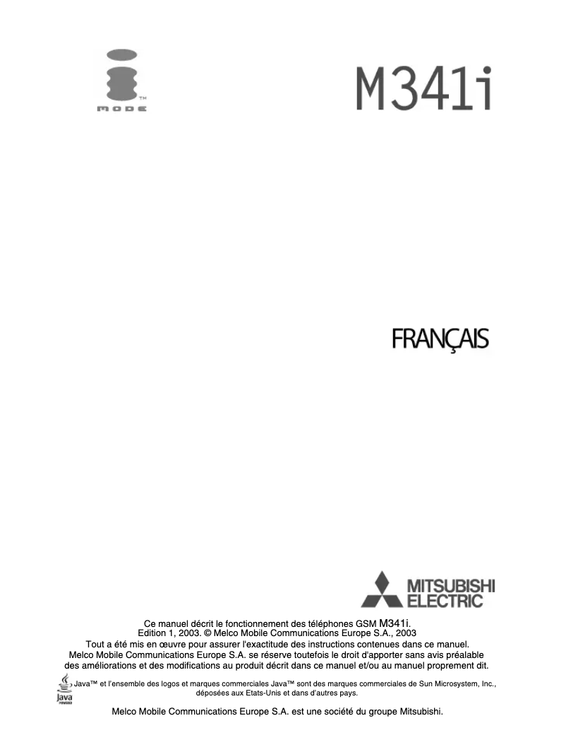 Image de la première page du manuel de l'appareil M341I