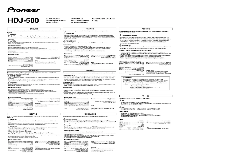 Page 1 de la notice Manuel utilisateur Pioneer HDJ-500K