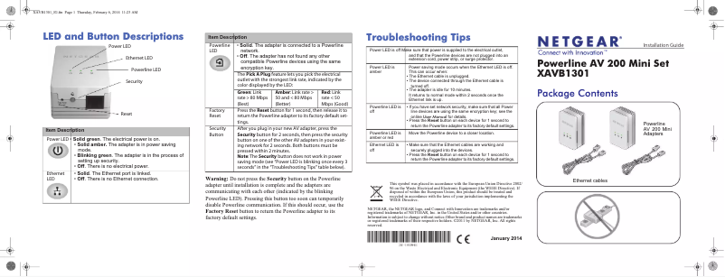 Página 1 del manual Guía de instalación Netgear XAV1301