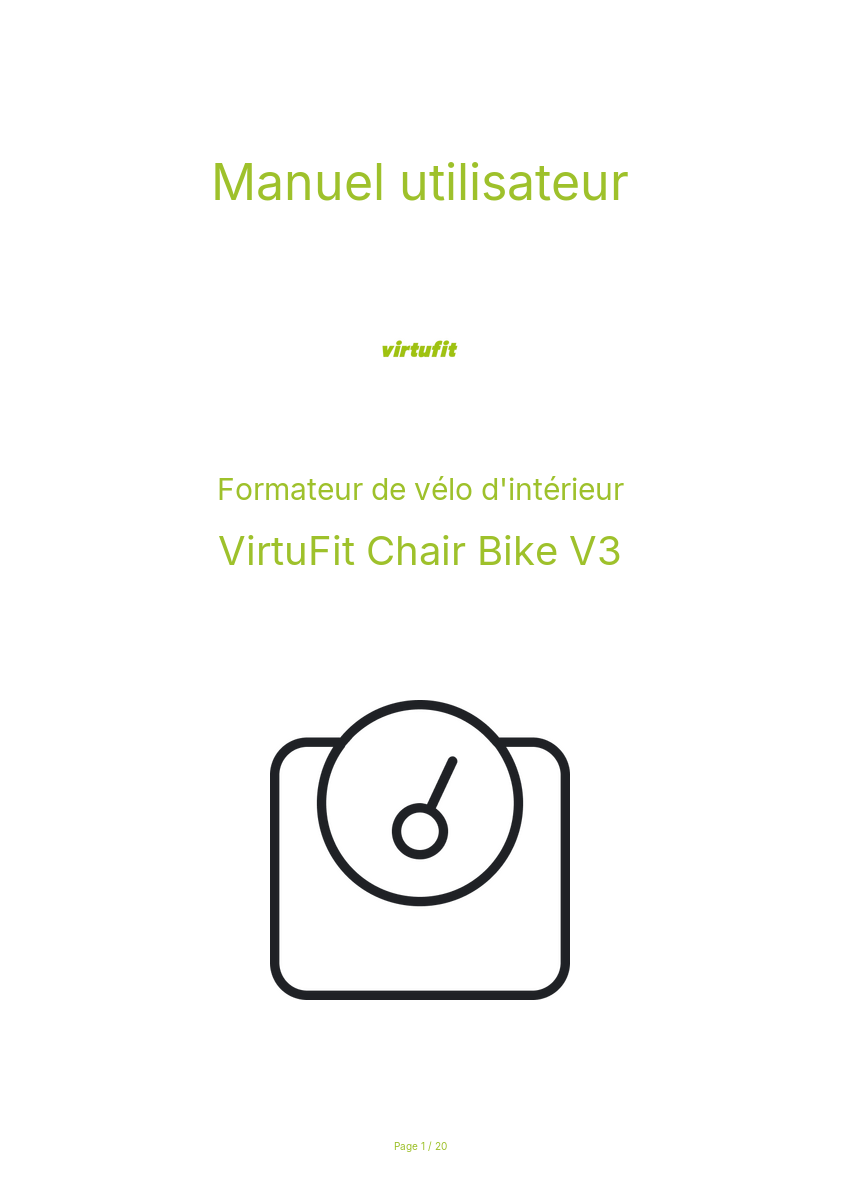 Image de la première page du manuel de l'appareil Chair Bike V3