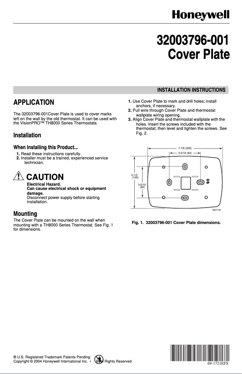 Page n°1 - Manuel utilisateur Honeywell 32003796-001
