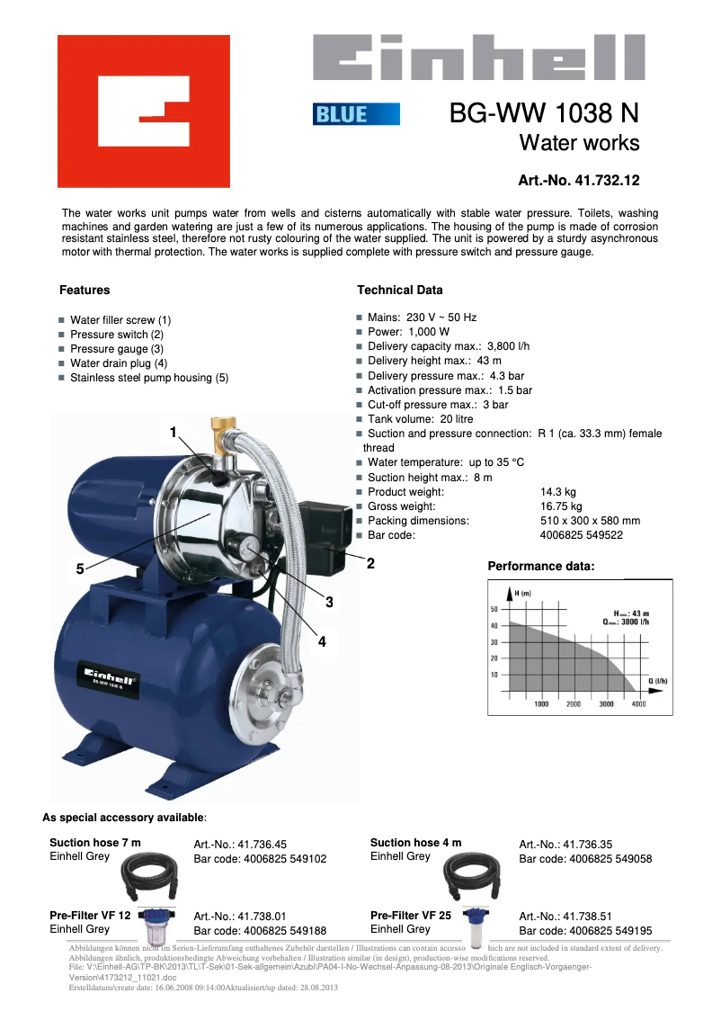 Image de la première page du manuel de l'appareil BG-WW 1038 N