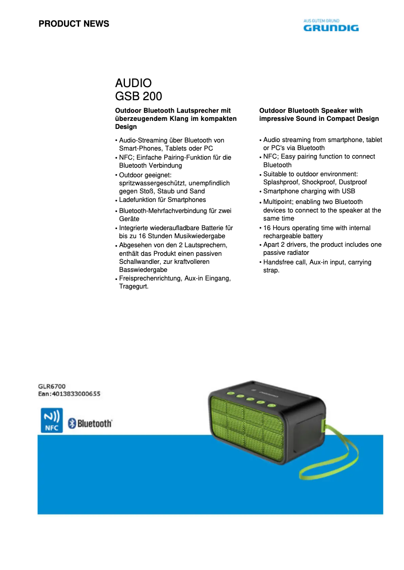 Página 1 del manual Manual de usuario Grundig GSB 200