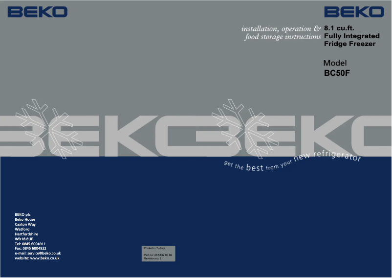Page n°1 - Manuel utilisateur Beko BC 50 F