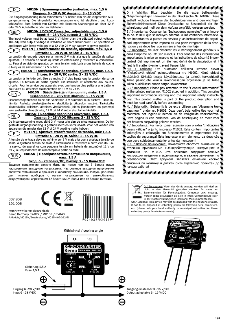 Image de la première page du manuel de l'appareil M015N