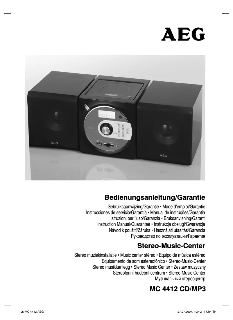 Page 1 de la notice Manuel utilisateur AEG MC 4412 CD/MP3