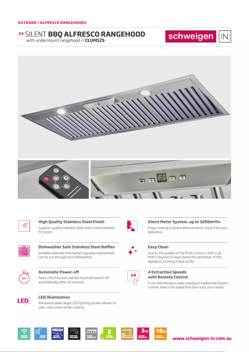 Page 1 de la notice Fiche technique Schweigen CLUM12S