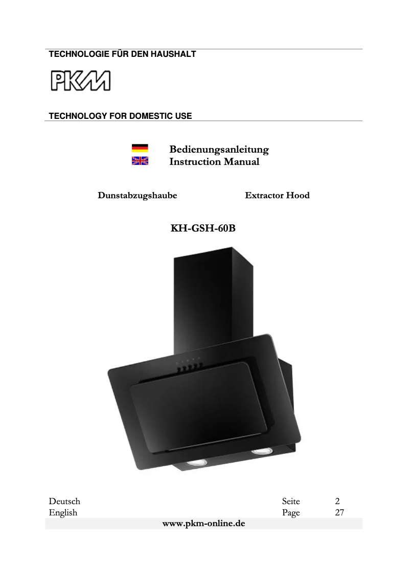 Image de la première page du manuel de l'appareil KH-GSH-60B