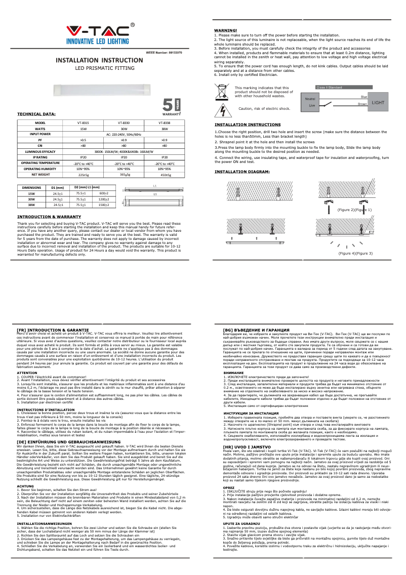 Page 1 de la notice Manuel utilisateur V-TAC VT-8338