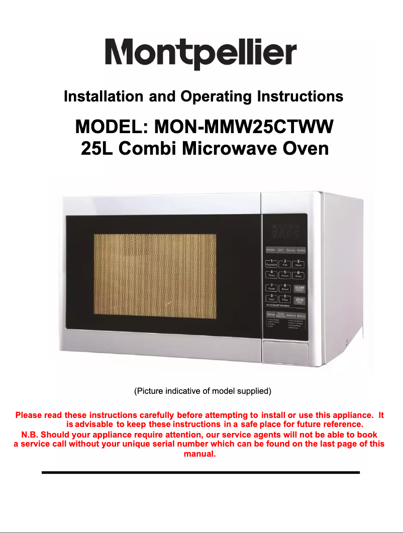 Image de la première page du manuel de l'appareil MMW25CTWW