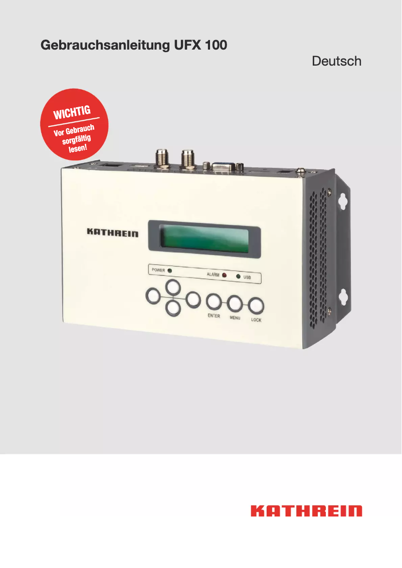 Page 1 de la notice Manuel utilisateur Kathrein UFX 100