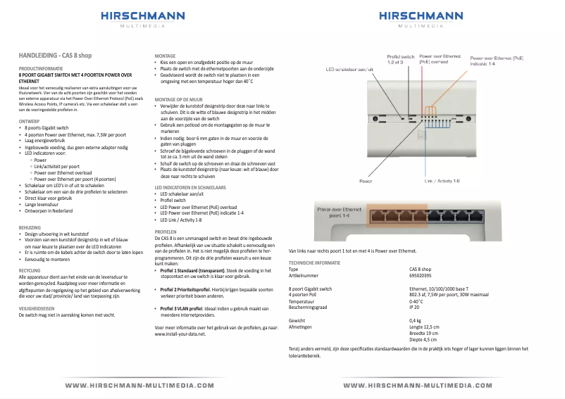 Page 1 de la notice Manuel utilisateur Hirschmann 695020395