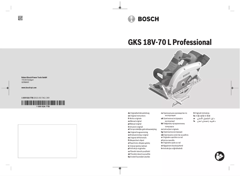 Página 1 del manual Manual de usuario Bosch GKS 18V-70 L Professional