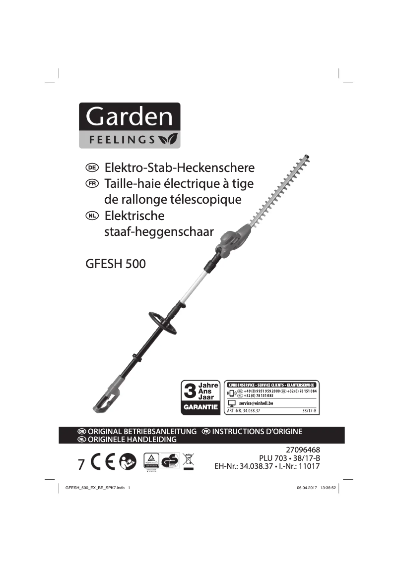 Page 1 de la notice Manuel utilisateur Garden Feelings GFESH 500