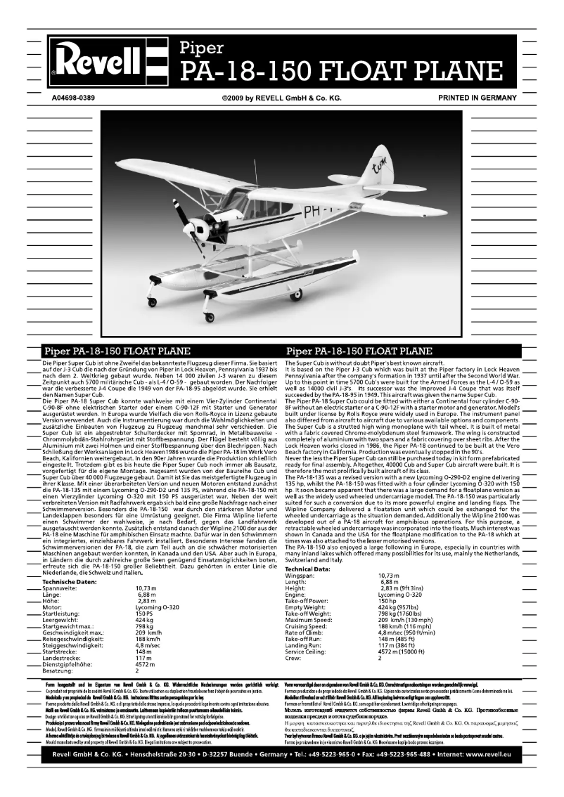 Image de la première page du manuel de l'appareil Piper PA-18-150 Float Plane