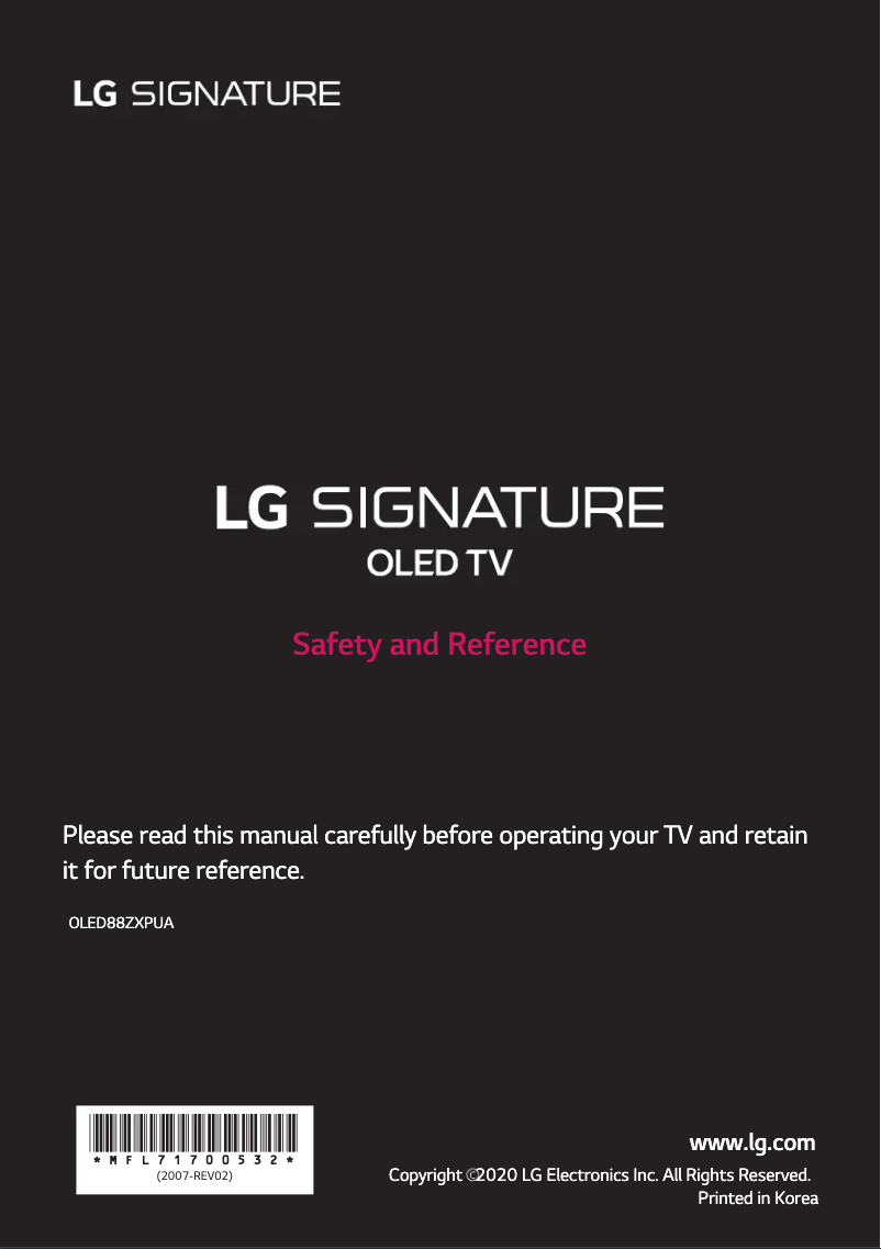 Page 1 de la notice Manuel utilisateur LG SIGNATURE Sculpture ZXPUA