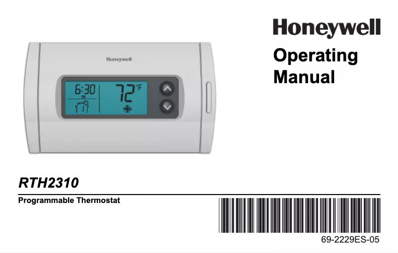 Page n°1 - Manuel utilisateur Honeywell RTH2310B1002/A