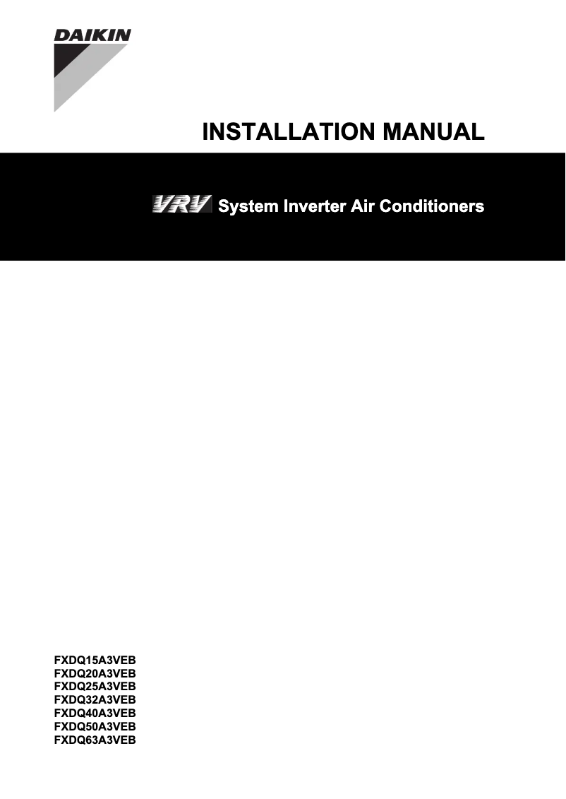 Page 1 de la notice Guide d'installation Daikin FXDQ25A3VEB