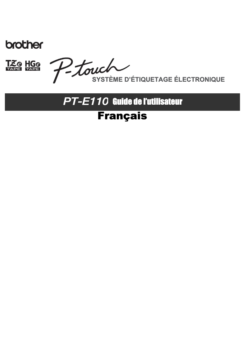 Page n°1 - Manuel utilisateur Brother P-Touch E110