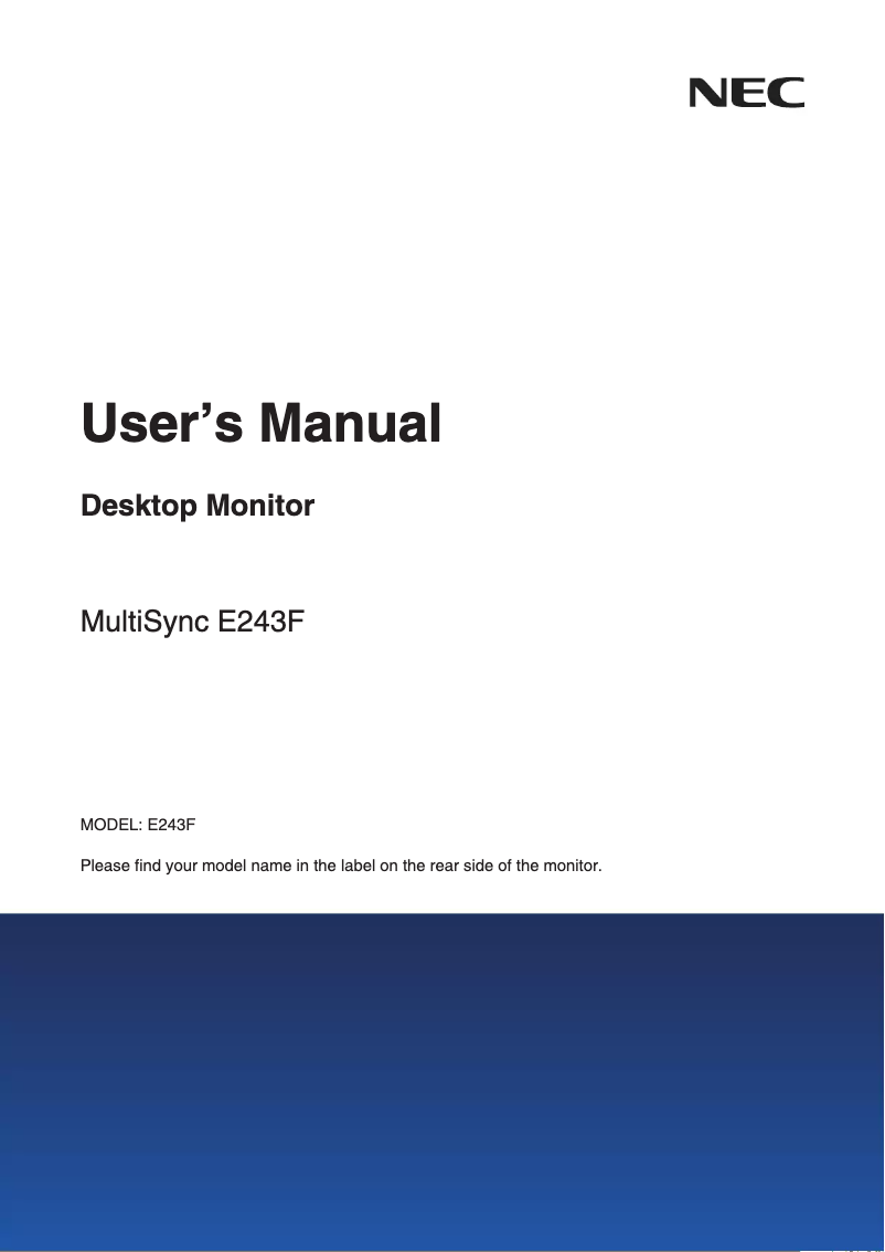 Page 1 de la notice Manuel utilisateur NEC MultiSync E243F