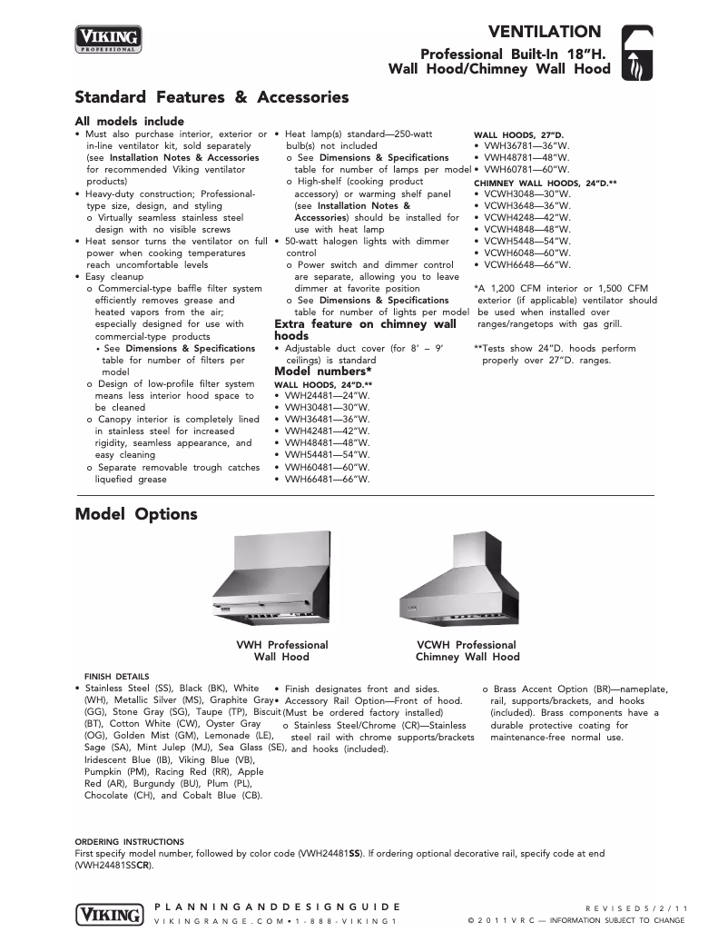 Page n°1 - Fiche technique Viking VCWH53048WH