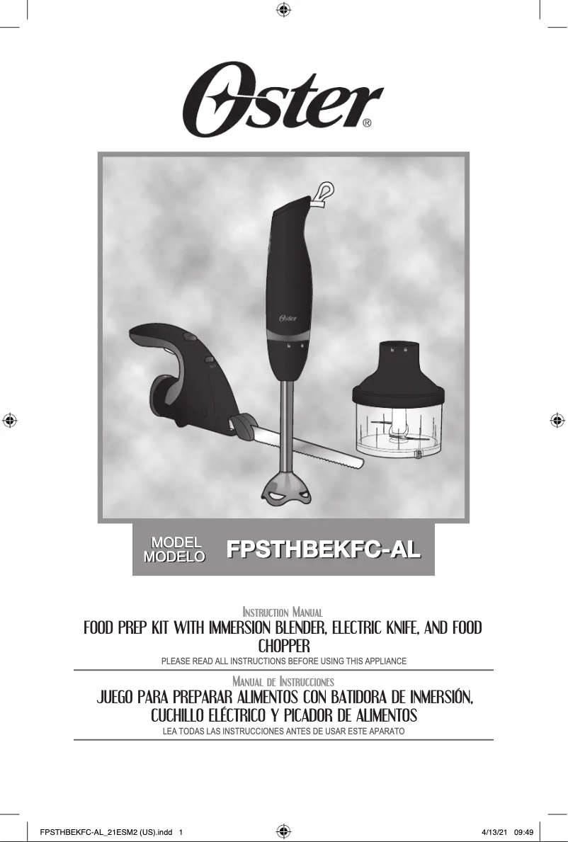 Page 1 de la notice Manuel utilisateur Oster FPSTHBEKFC-AL