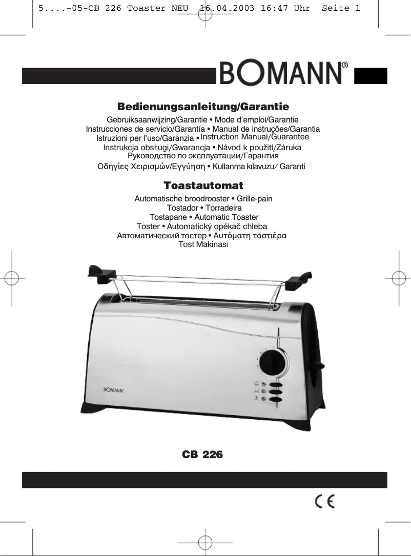 Page n°1 - Manuel utilisateur Bomann CB 226