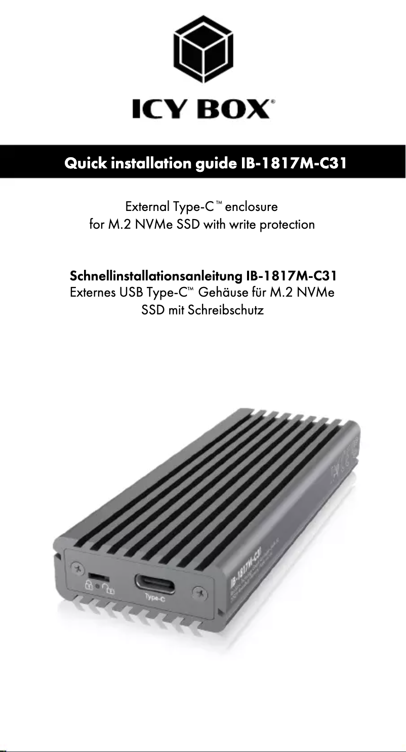 Page 1 de la notice Manuel utilisateur Icy Box IB-1817M-C31