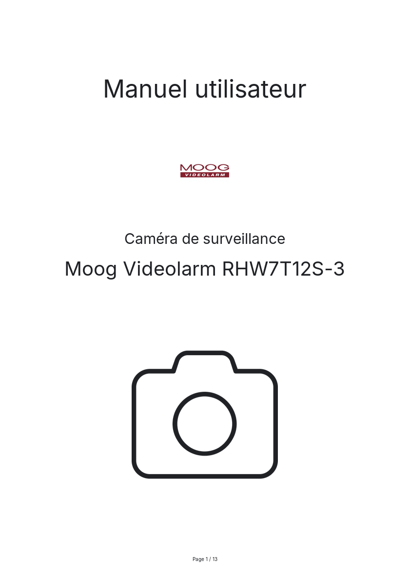 Page n°1 - Manuel utilisateur Moog Videolarm RHW7T12S-3