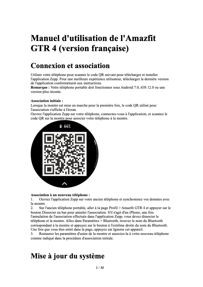 Image de la première page du manuel de l'appareil GTR 4