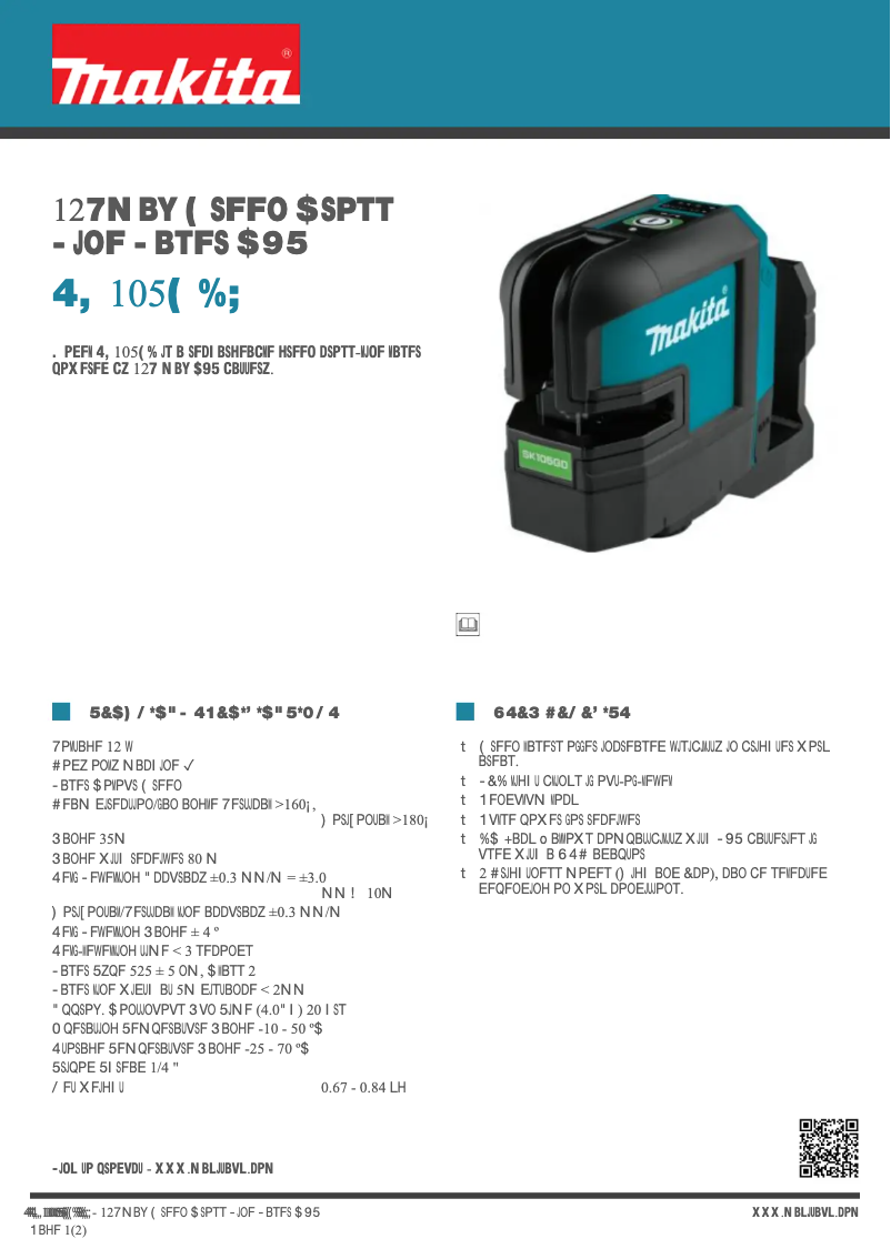 Page 1 de la notice Fiche technique Makita SK105GDZ
