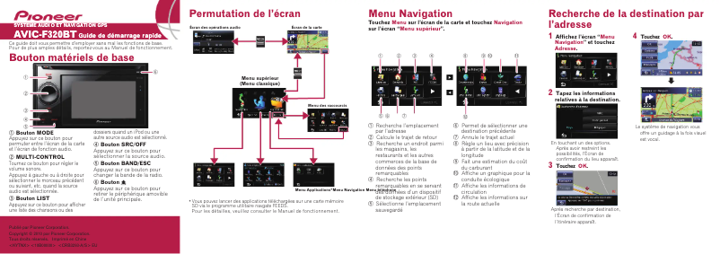 Page n°1 - Guide de démarrage rapide Pioneer AVIC-F320BT