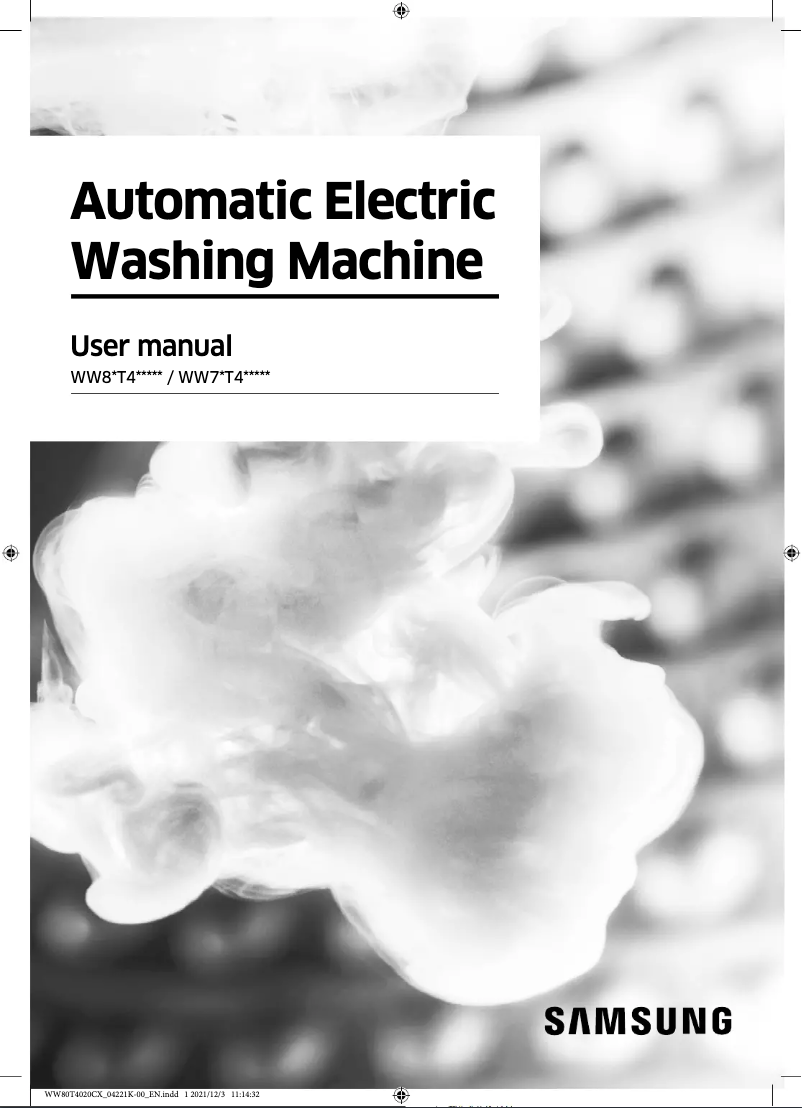 Page 1 de la notice Manuel utilisateur Samsung WW80T4020CX