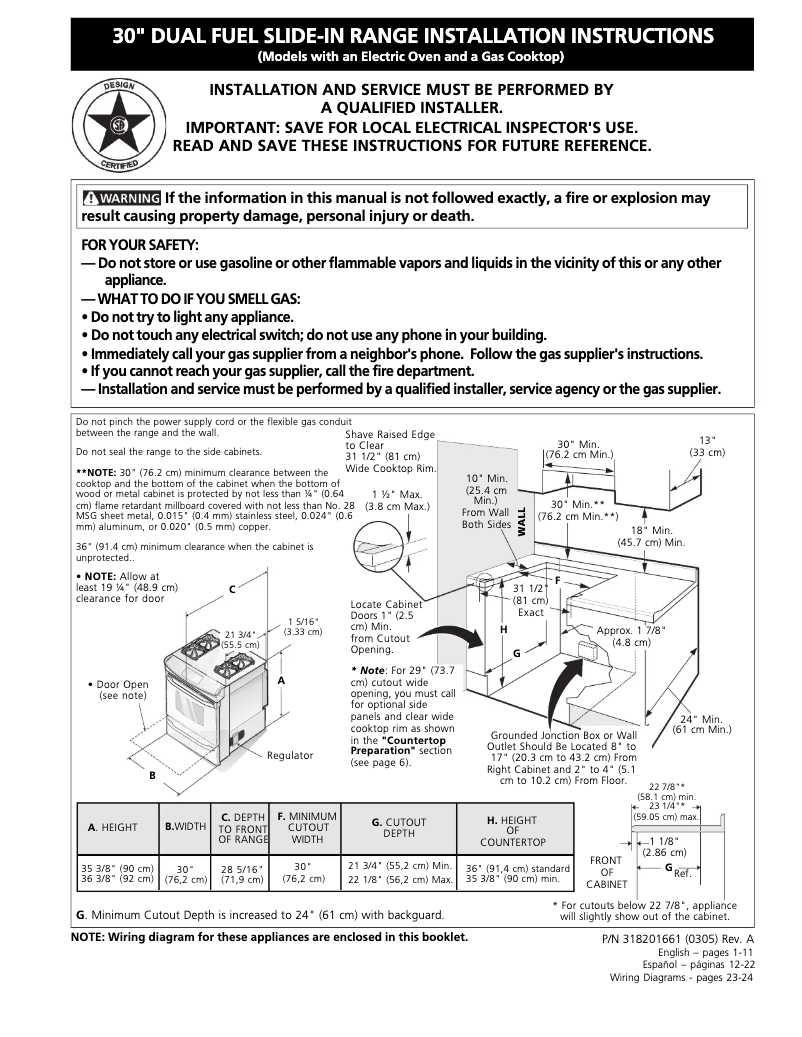 Page 1 de la notice Guide d'installation Frigidaire GLCS378DB