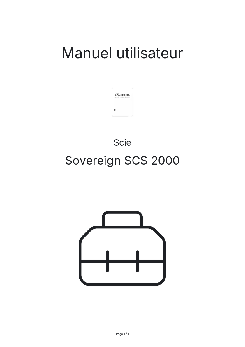 Page n°1 - Manuel utilisateur Sovereign SCS 2000