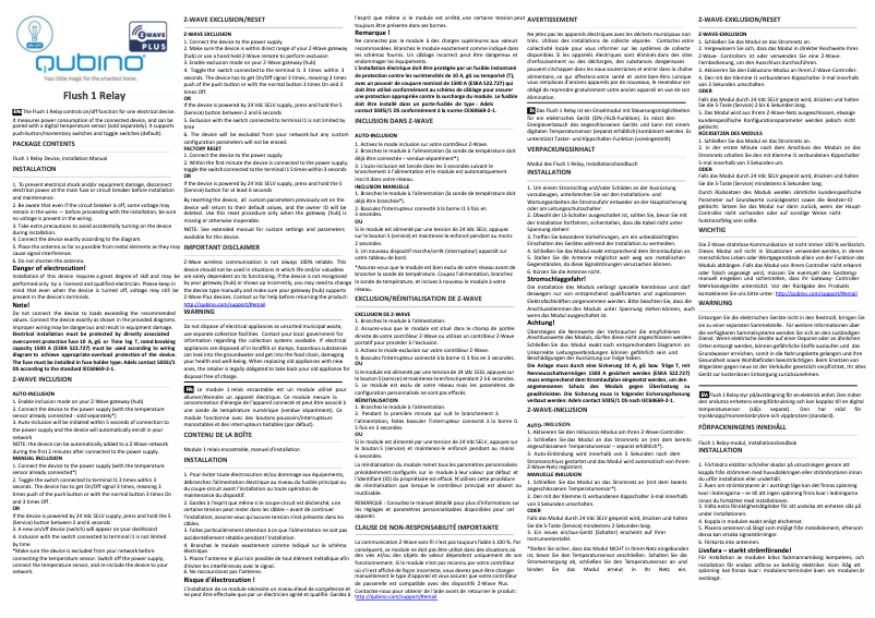 Image de la première page du manuel de l'appareil Flush 1 Relay