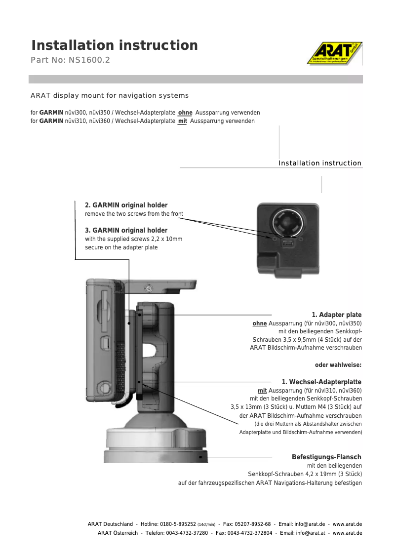 Page 1 de la notice Manuel utilisateur Arat NS1600.2