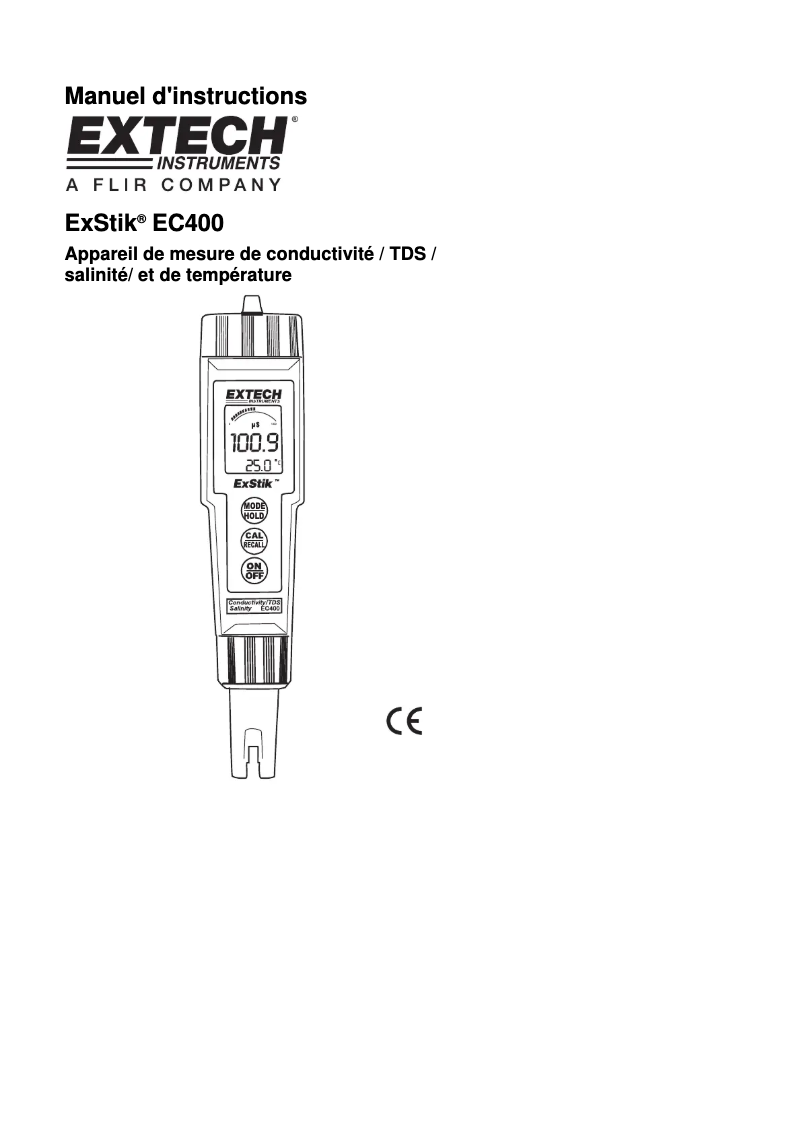 Page 1 de la notice Manuel utilisateur Extech EC400