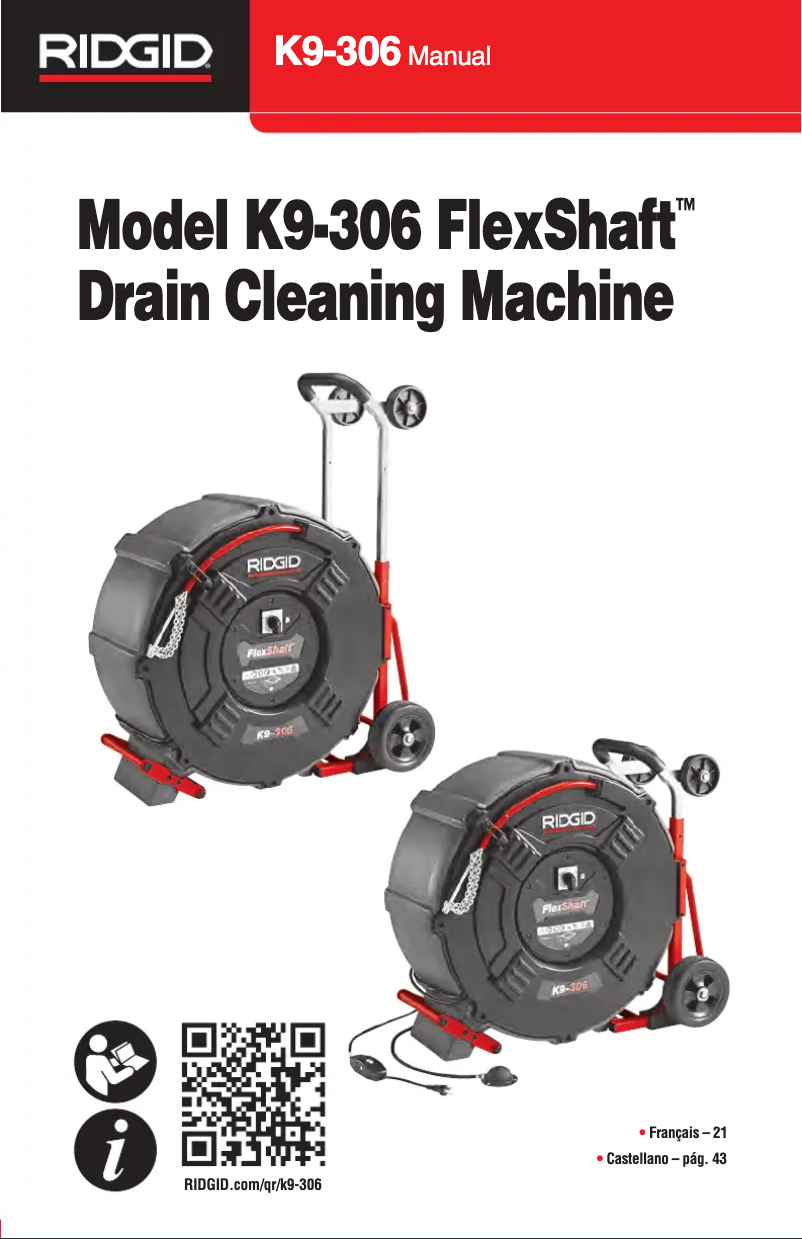 Page 1 de la notice Manuel utilisateur Ridgid FlexShaft K9-306