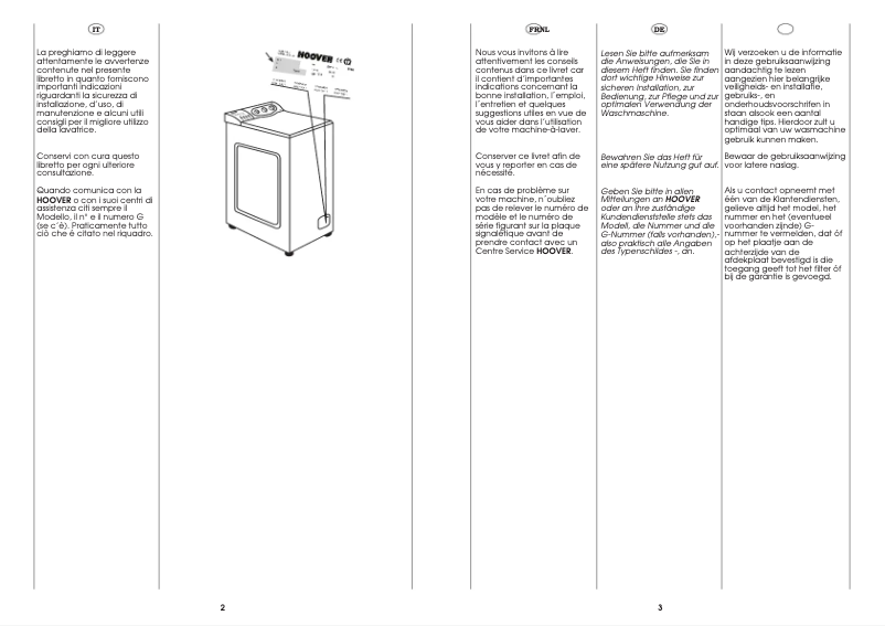 Page n°1 - Manuel utilisateur Hoover T 225E/1