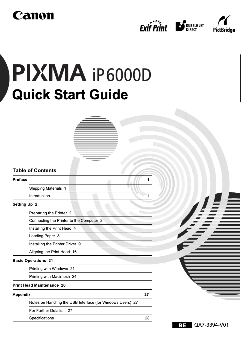 Page 1 de la notice Manuel utilisateur Canon Pixma iP6000D