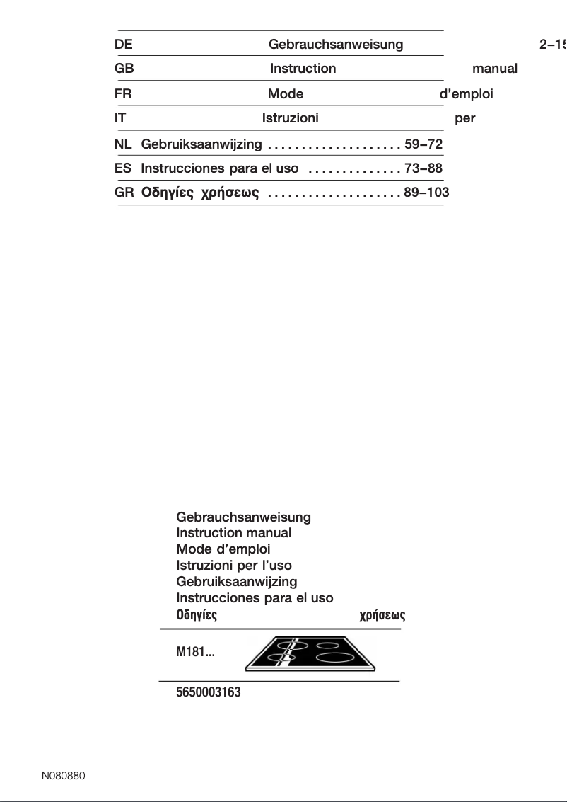 Page 1 de la notice Manuel utilisateur Neff M1810