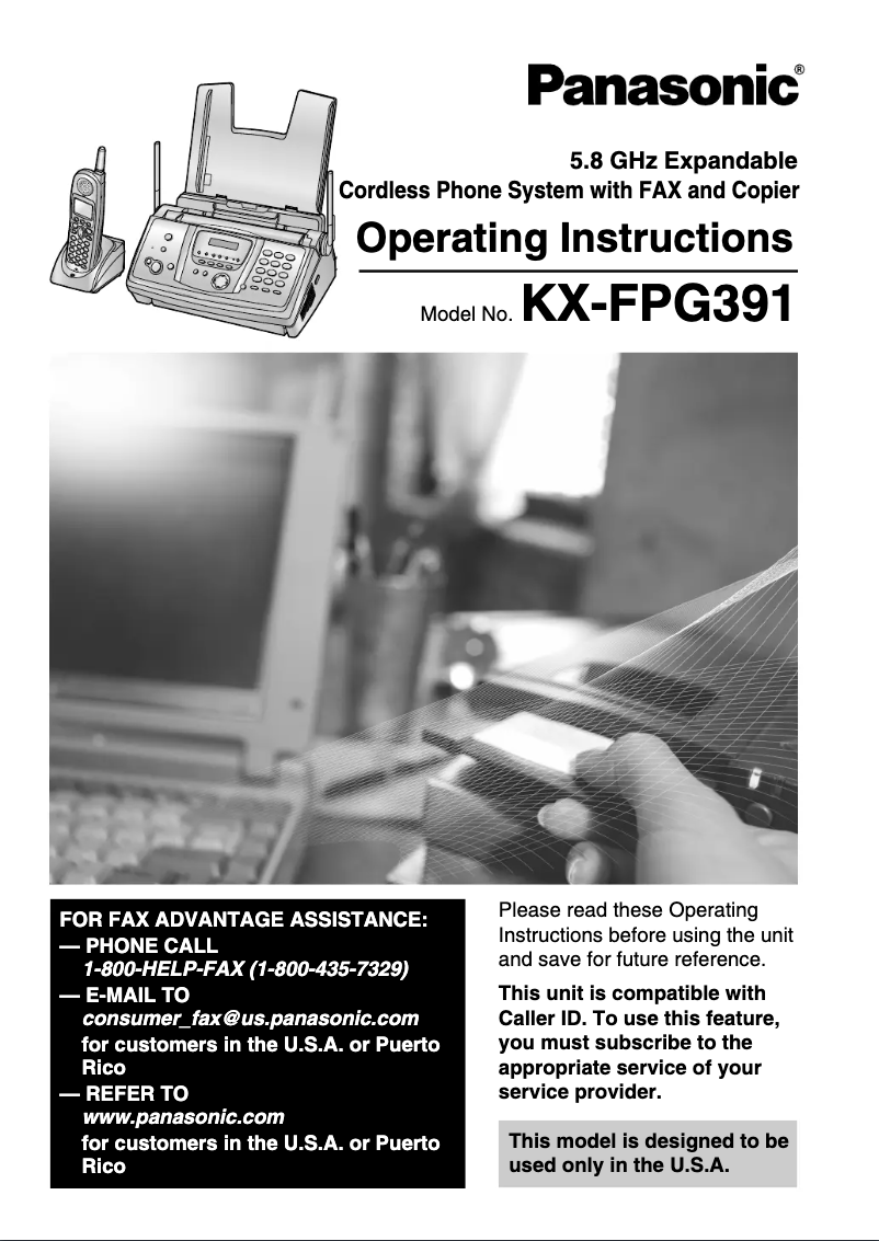 Page 1 de la notice Manuel utilisateur Panasonic KX-FPG391