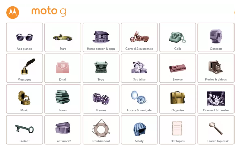 Imagen de la primera página del manual del dispositivo Moto G2