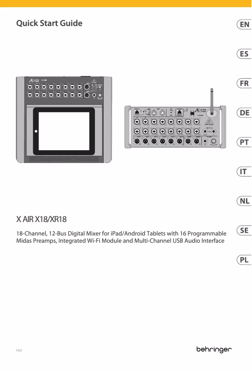Image de la première page du manuel de l'appareil X Air XR18