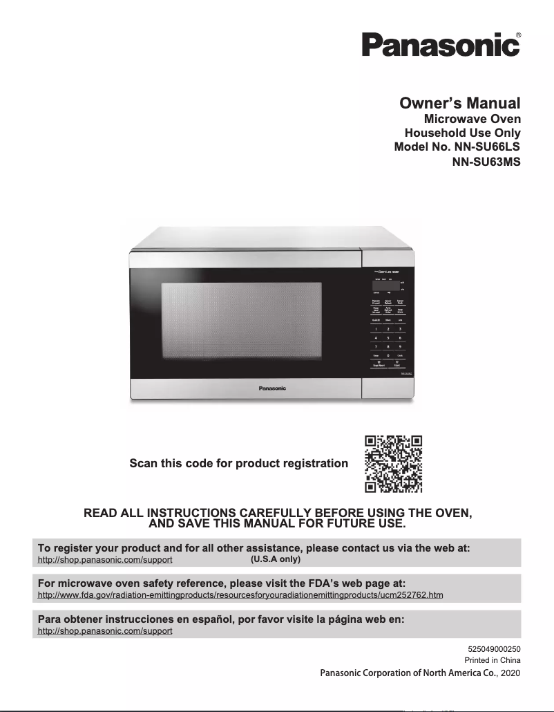 Page n°1 - Manuel utilisateur Panasonic NN-SU63MS
